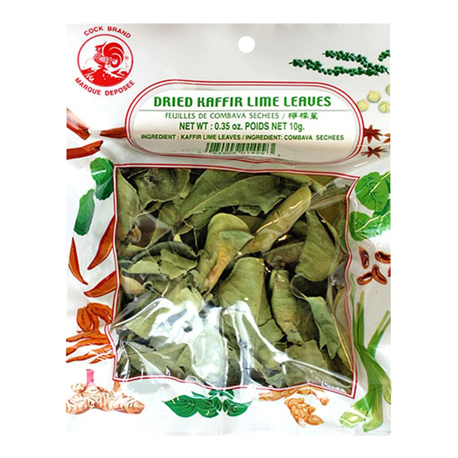 COCK BRAND Dried Kaffir Lime Leaves 10G