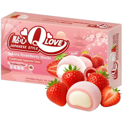 QLove Mini Mochi Sakura Strawberry 80G