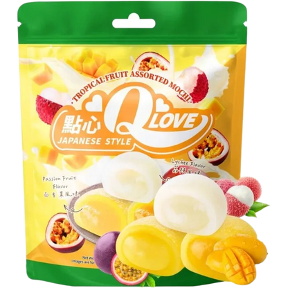QLove Mochi TropicalFruit Assorted mix Pouch 120G