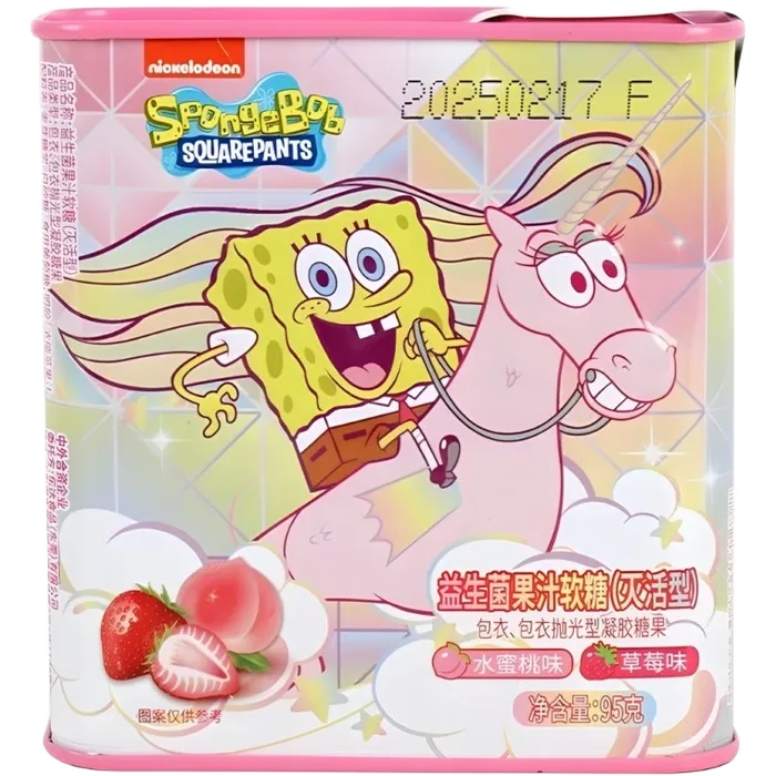 LEDA Spongebob Can Drops Strawberry & Peach 95G