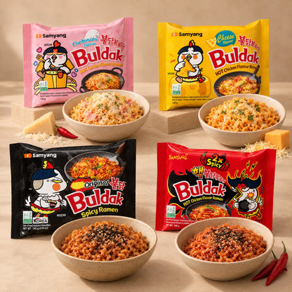 SAMYANG Buldak 20er Tasting Bundle mit Cheese, Carbonara, Original & 2xSpicy